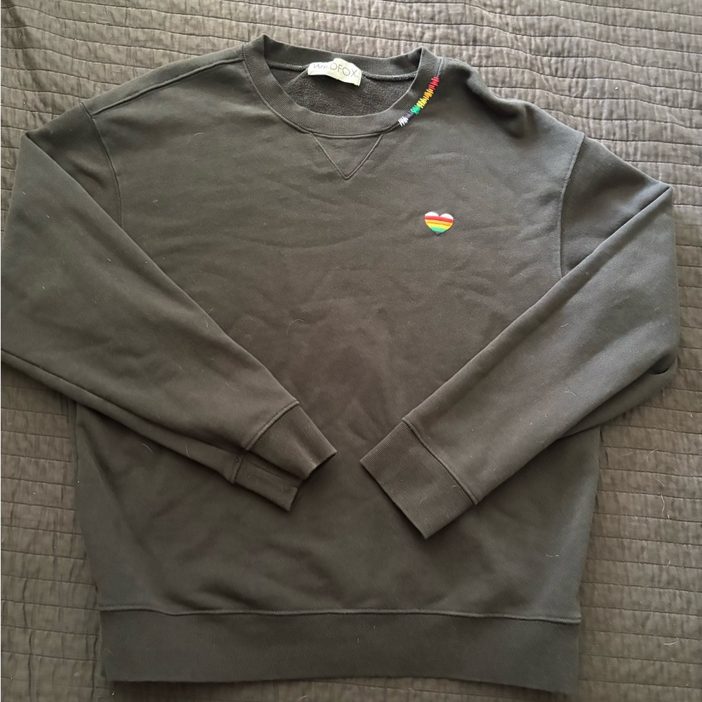 Wildfox Rainbow Heart Embroidered Crewneck Sweatshirt Size XL
